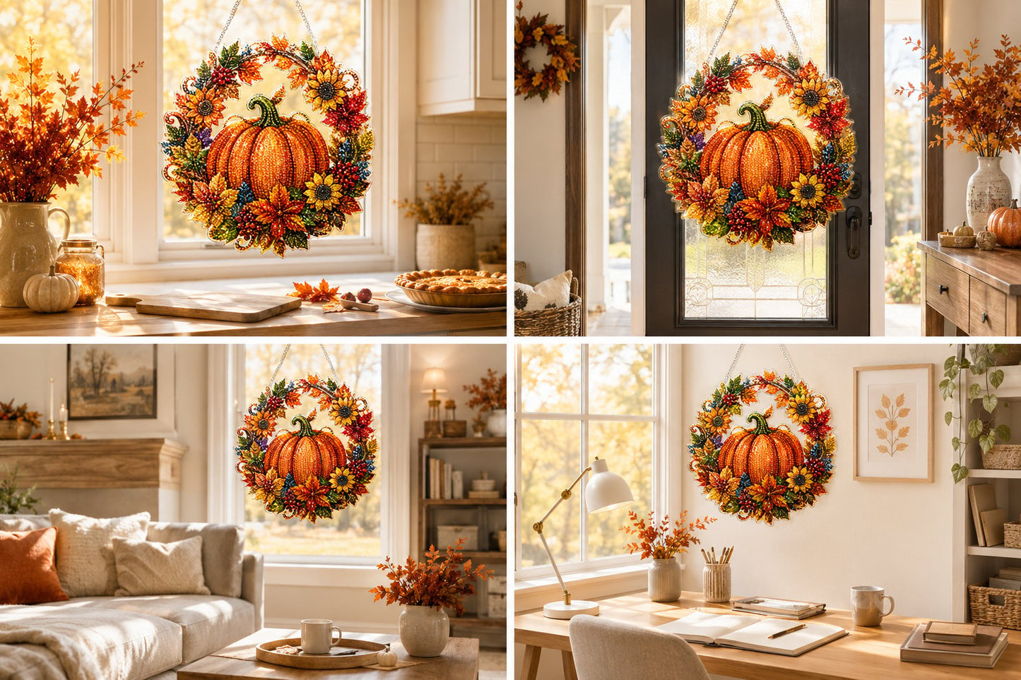 🍂✨Autumn Fall Pumpkin Gem Drill Hanging Decoration DIY Diamond Art Kit