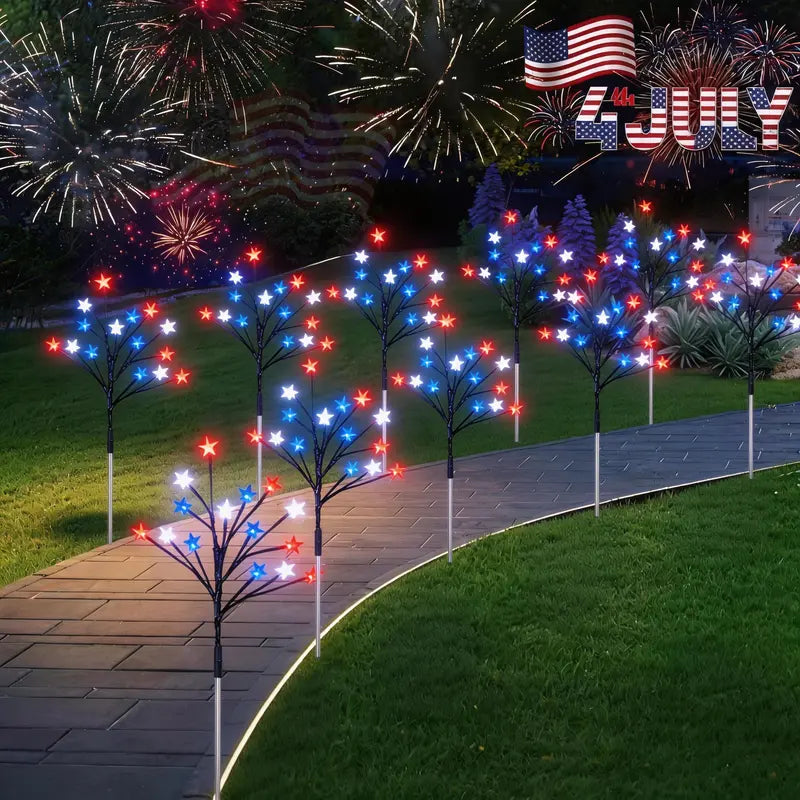 ๐8-in-1 American Flag Solar Lights