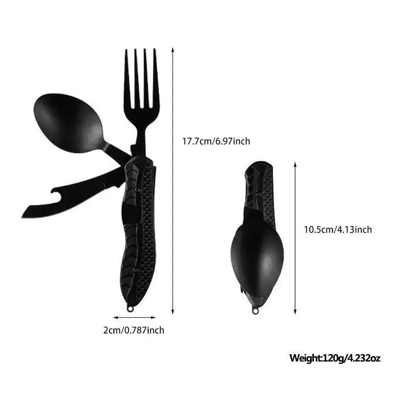 š„Foldable Stainless Steel Camping Multitool Utensil Set | Portable Quick-Detach Fork, Spoon & Knife