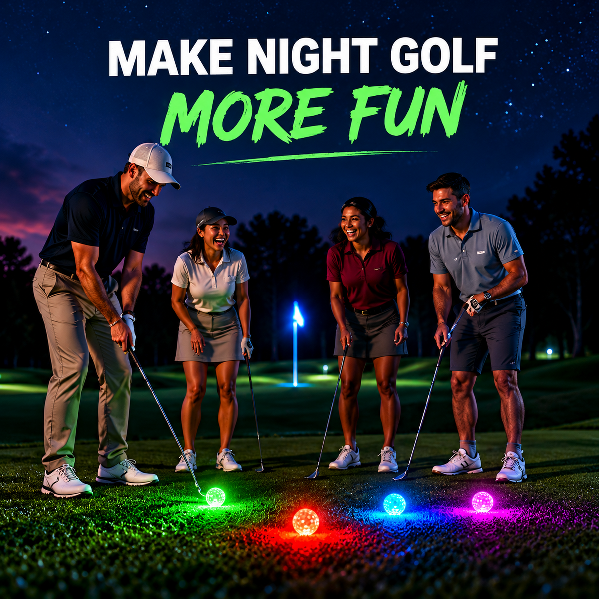 Glow-in-the-Dark Golf Balls (6-Pack) for Night Play