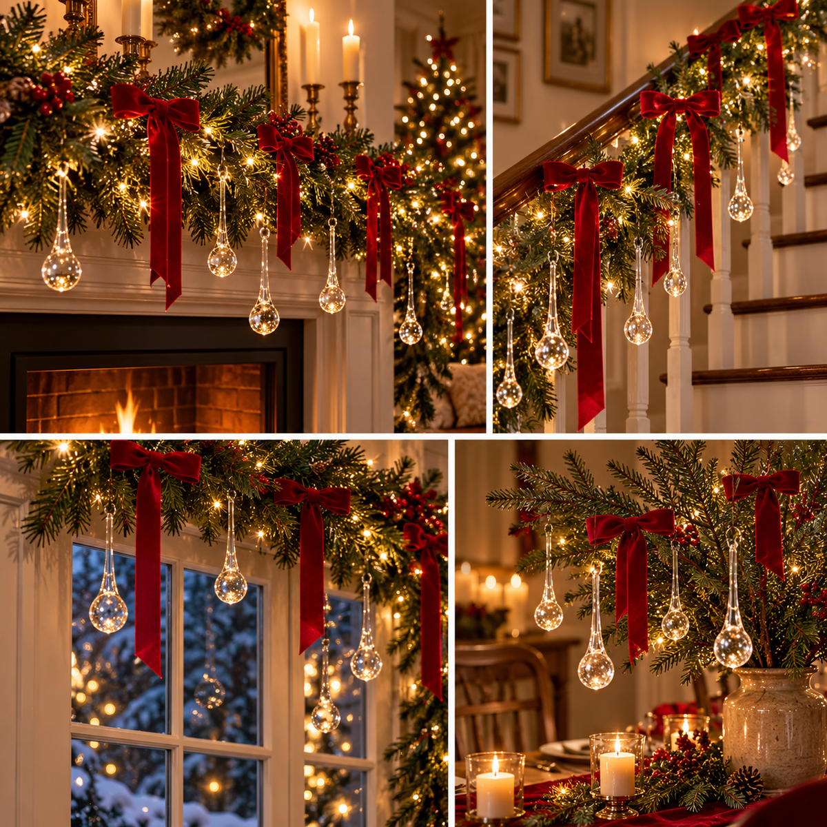 Crystal Teardrop Christmas Ornaments – Elegant Hanging Tree Decorations