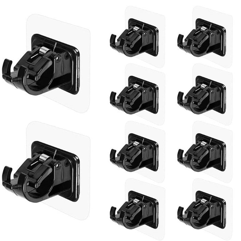8PCS No-Drill Self-Adhesive Curtain Rod Brackets – Heavy Duty Wall Hooks for Curtain Rods, Damage-Free Installation