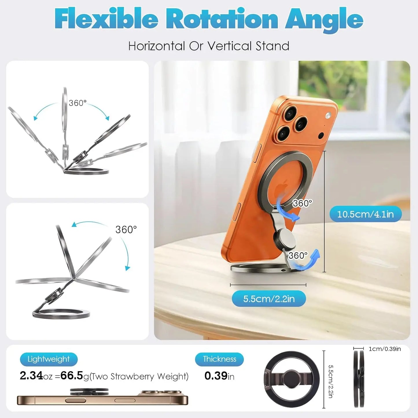 360° Magnetic Phone Stand & Fidget Spinner Combo – Adjustable Grip & Hands-Free Holder