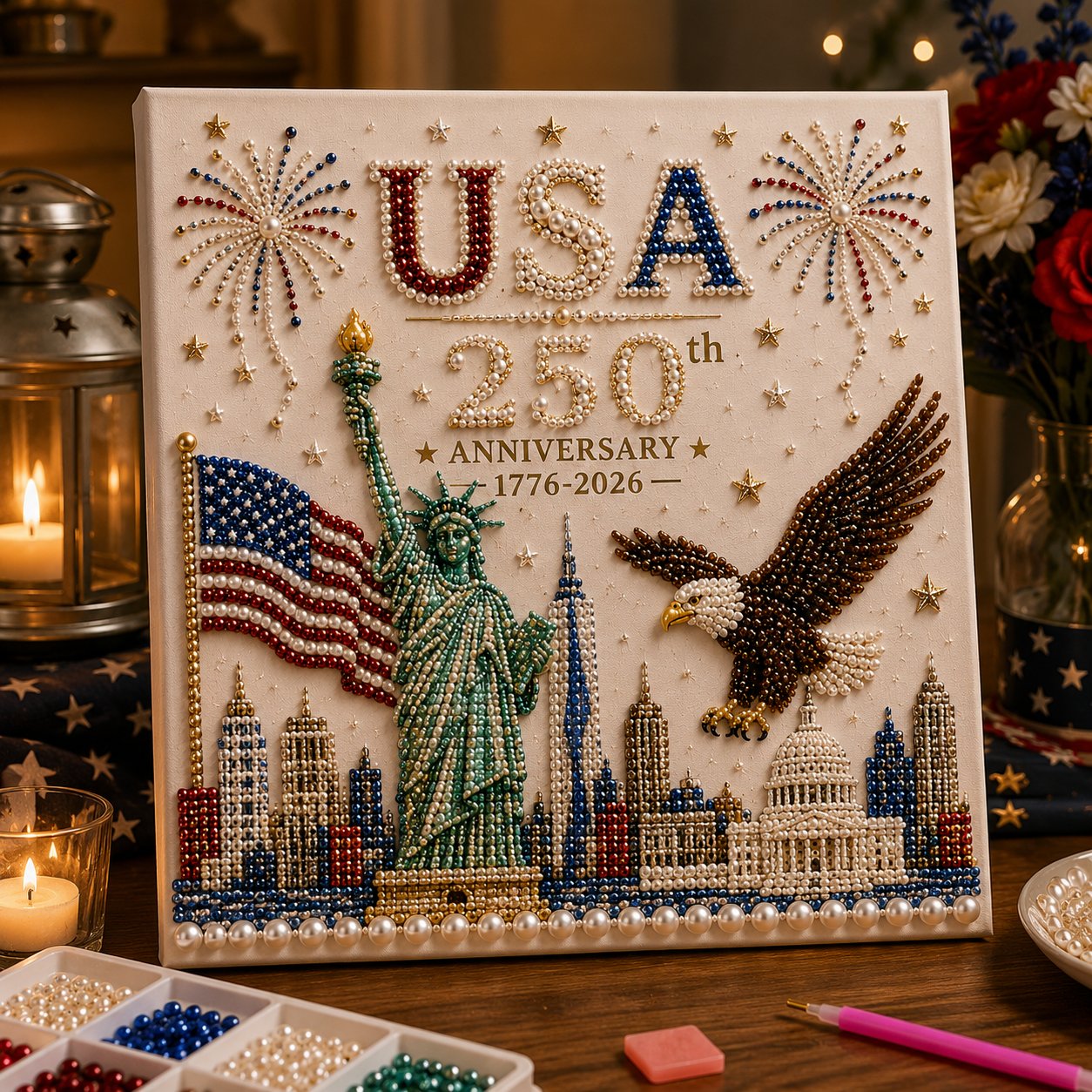 🔥LAST DAY 50% OFF - 🇺🇸 USA 250th Anniversary DIY Pearl Painting Kit ✨❤️🔥