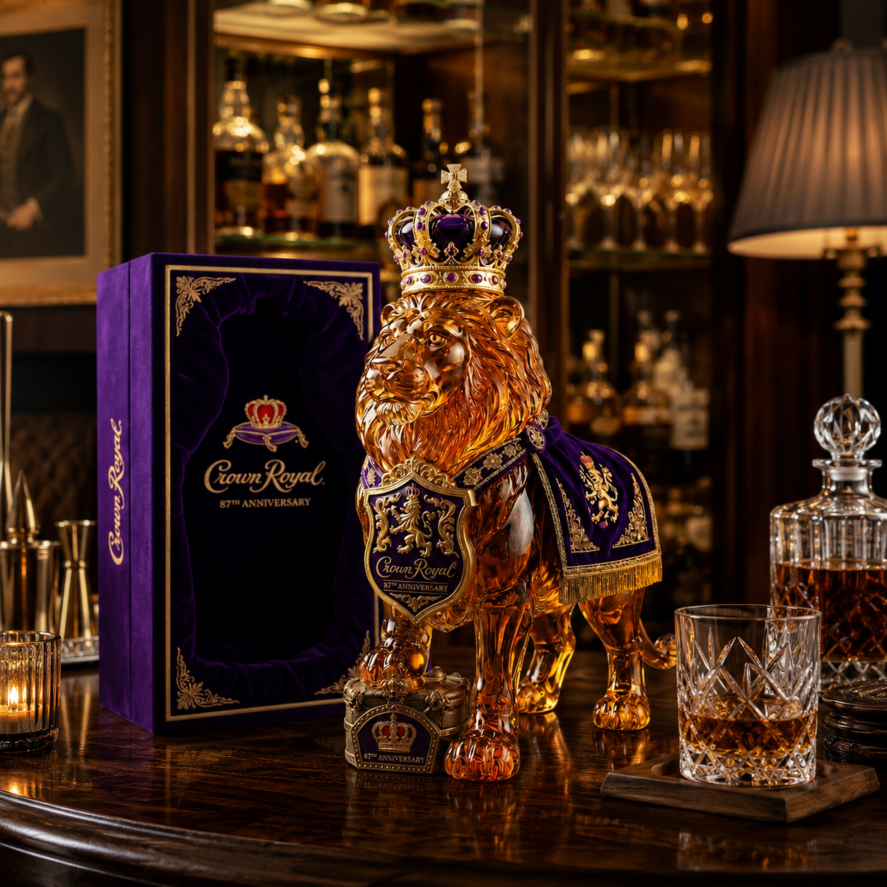 đCrown 87th Anniversary Royal Lion Whiskey Bottle