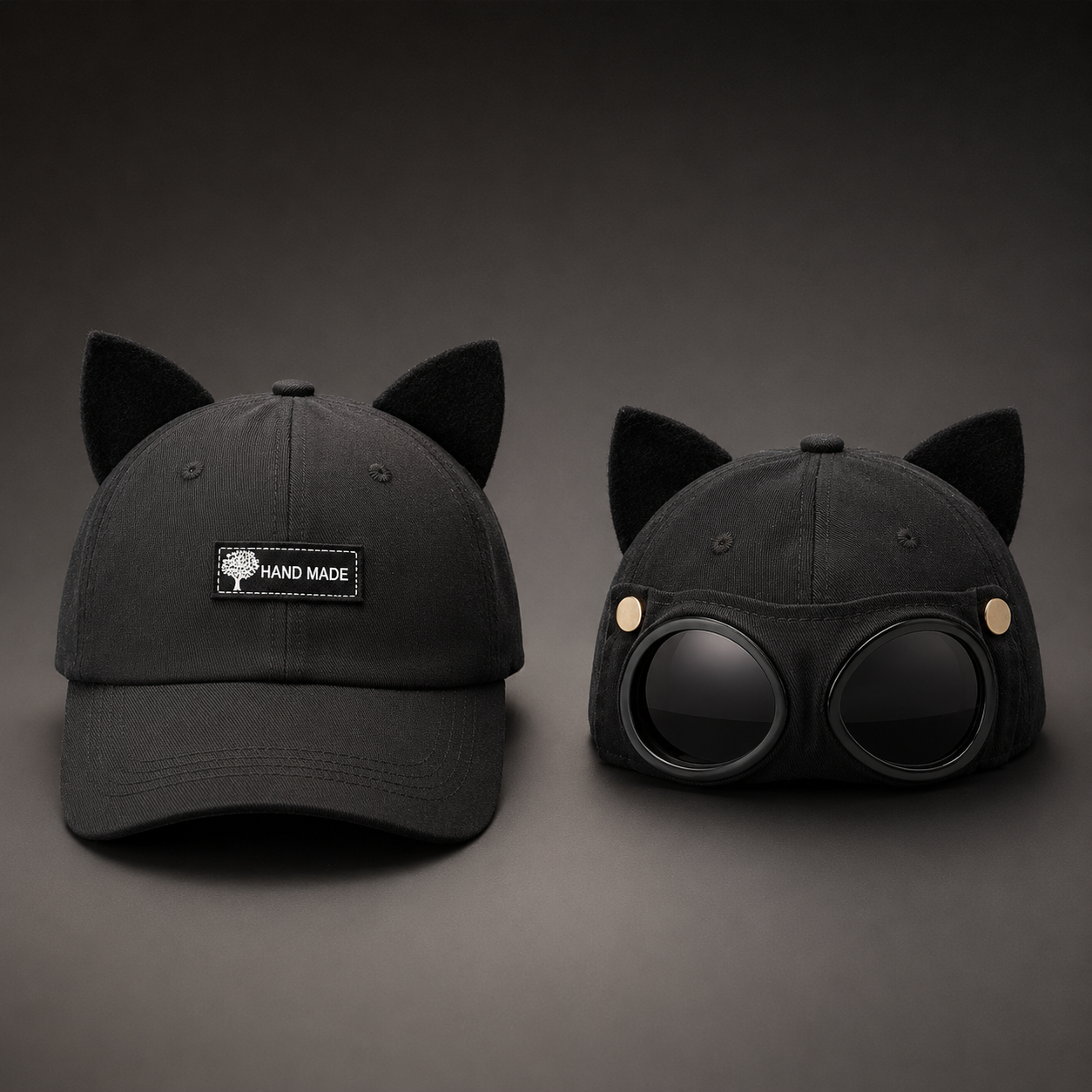 🧢 Cat Ear Aviator Goggle Baseball Cap with Tinted Lenses 🕶️