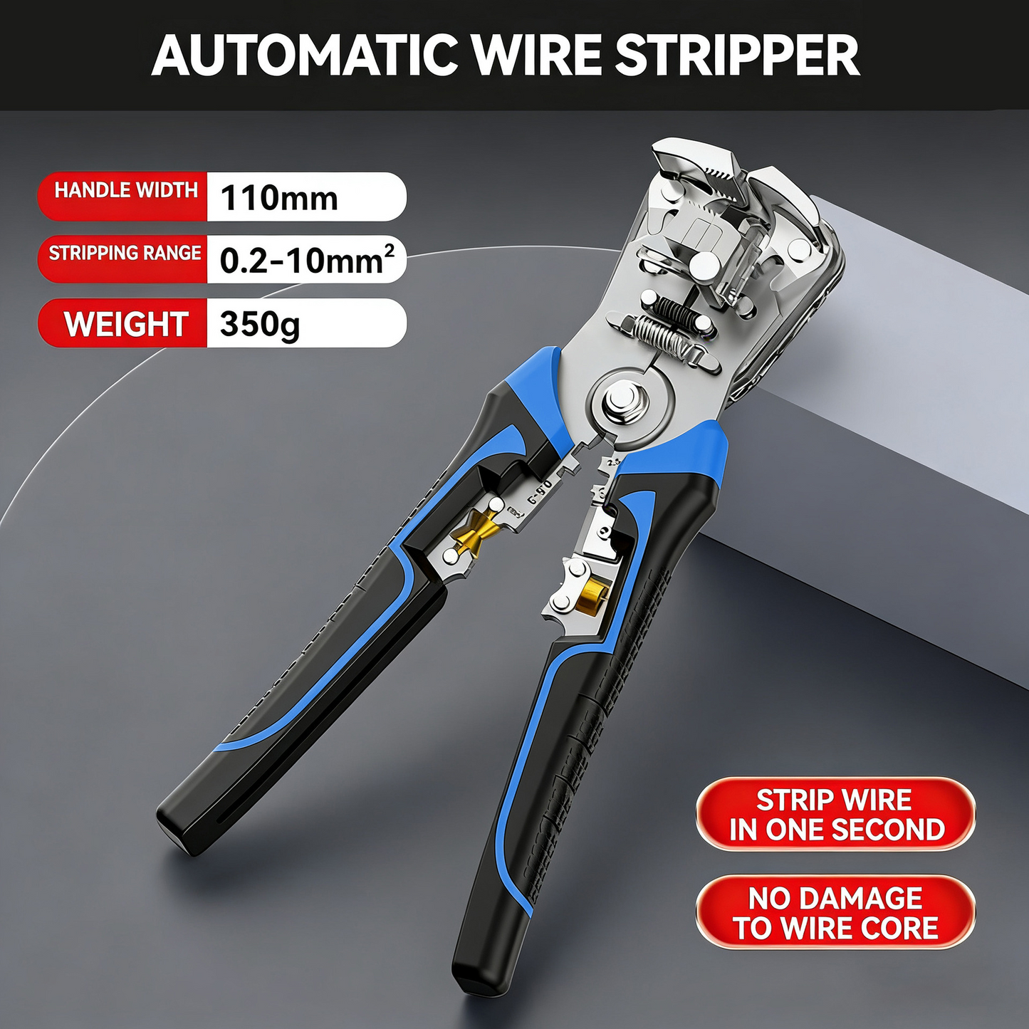 🔧Professional Automatic Wire Stripper – 0.2-10mm² | One-Touch Open & Close