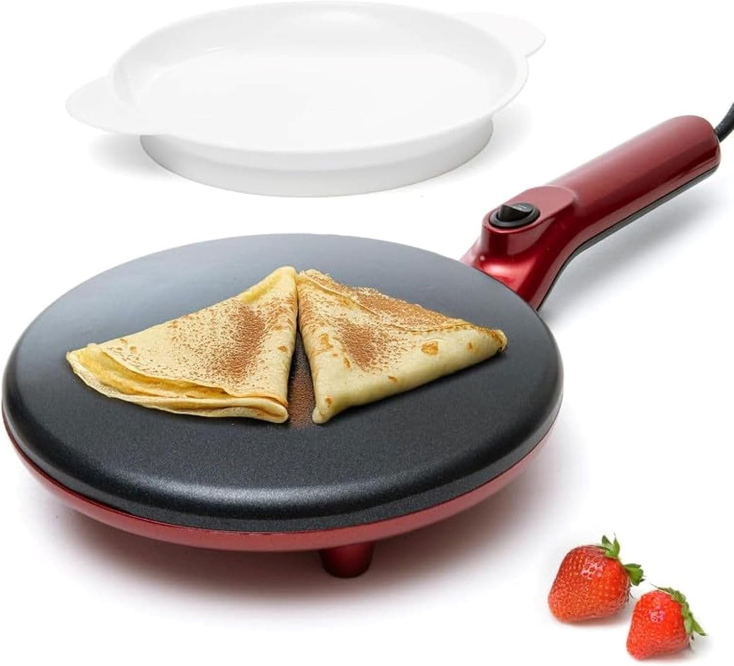 Moss & Stone 12” Electric Crepe Maker Machine, Griddle Nonstick Crepe Pan | Adjustable temperature, quick heat-up, even heating, non-slip feet, spreader & spatula included, for pancakes & tortillas