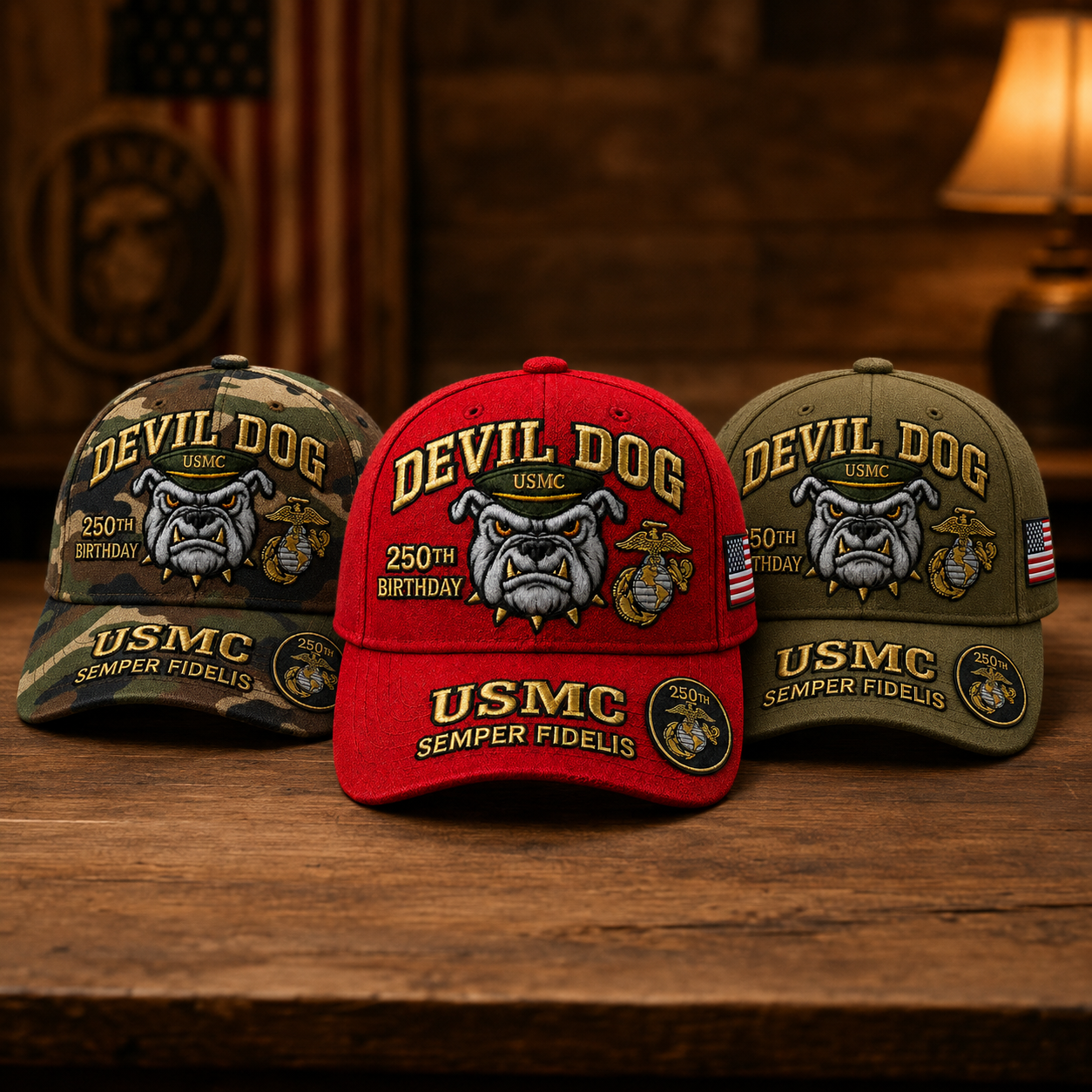 Handmade Embroidered Devil Dog USMC 250th Birthday Commemorative Cap 🇺🇸(🔥Buy 2 FREE SHIPPING)