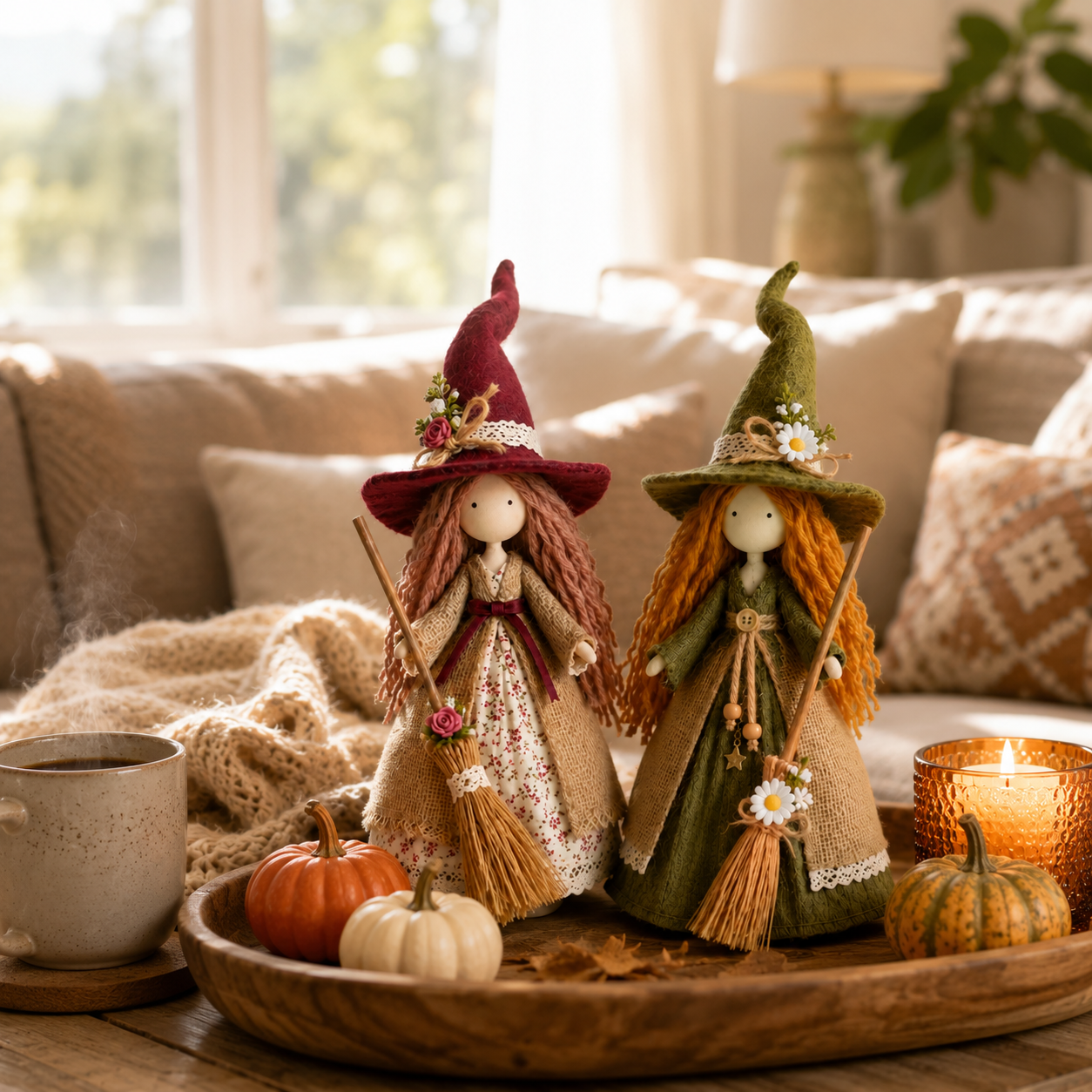 ๐๐งโโ๏ธ Whimsical Harvest Witch Doll Pair
