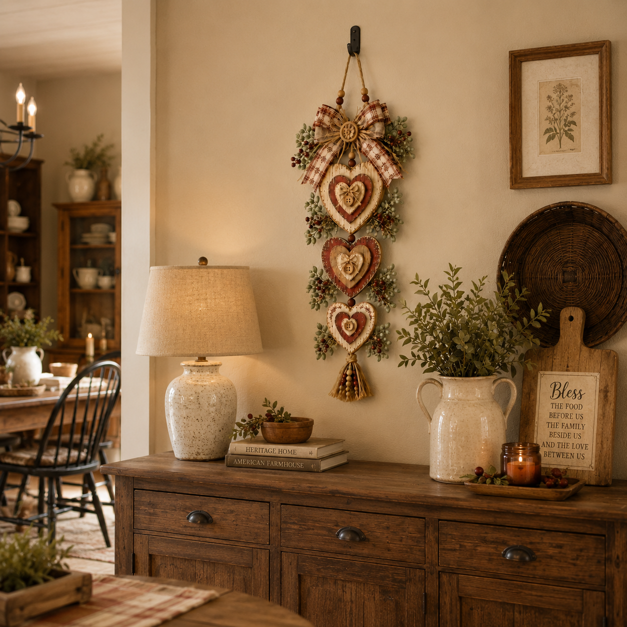 đđ¤Vintage Farmhouse Layered Heart Wall Hanging