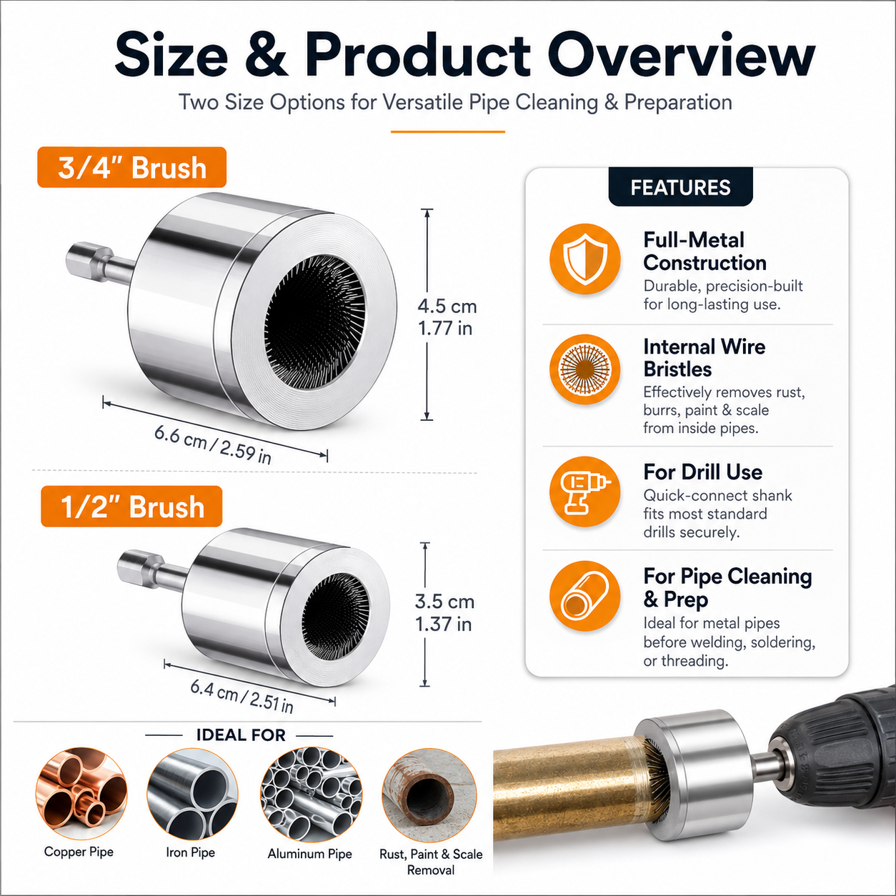 🔧 Pipe Cleaning Brush Set – Deep Clean Pipes in Seconds