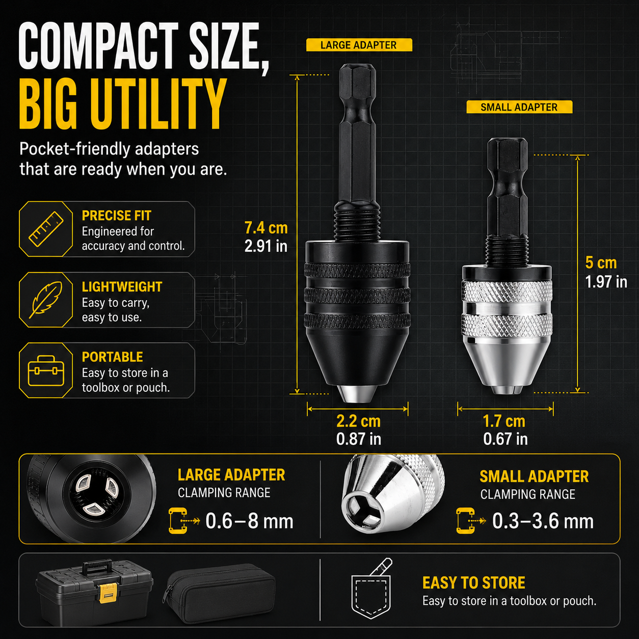 🔩 Keyless Chuck Adapter Set – Turn Any Driver into a Precision Drill