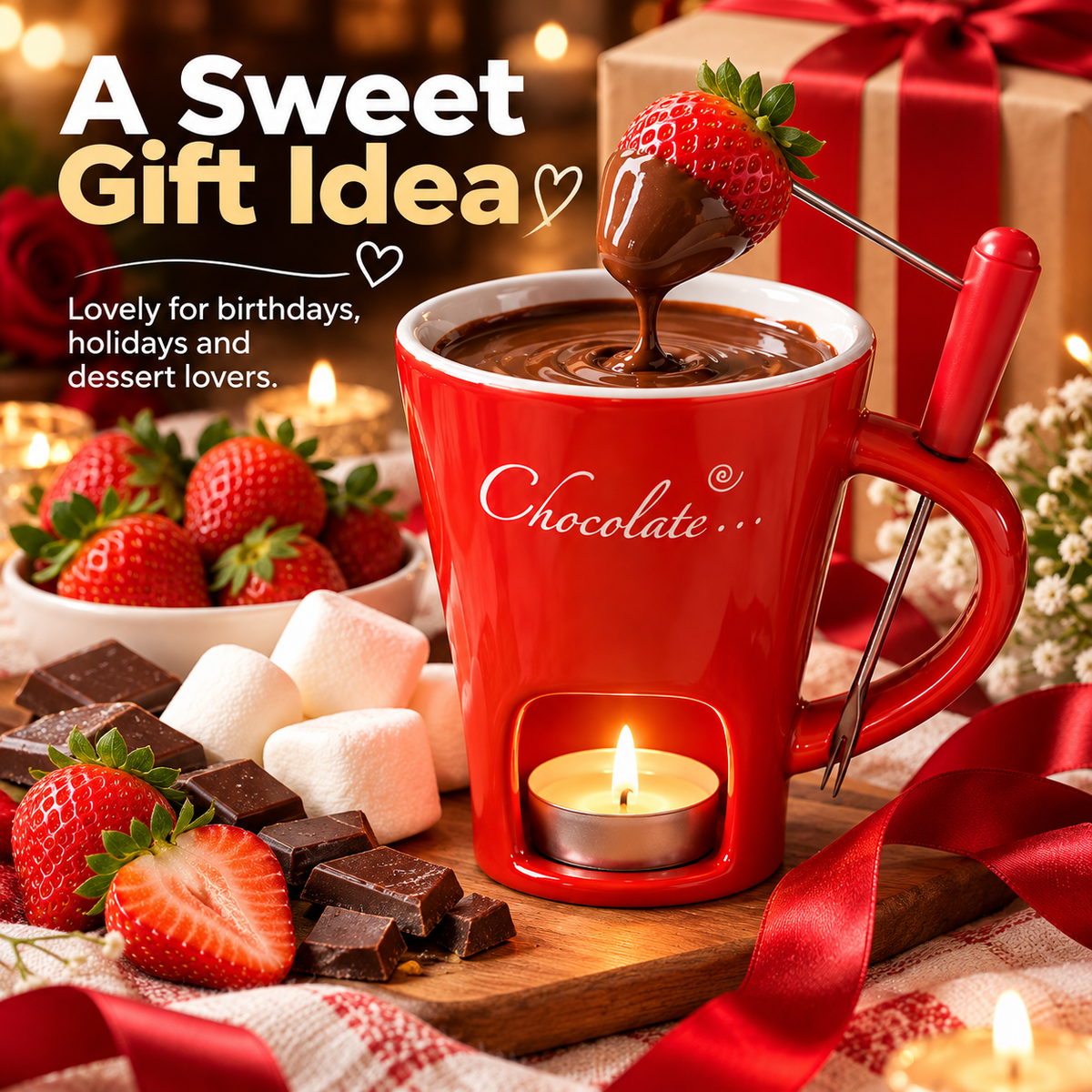 π« 50% OFF Chocolate Fondue Mug β Candle-Heated Melt & Dip Dessert Set β€οΈ