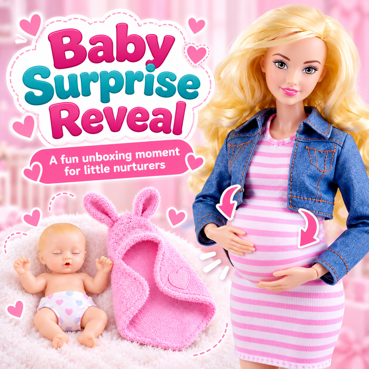 π 50% OFF Mommy & Baby Surprise Doll Set β Hidden Baby Reveal & Cute Accessories π