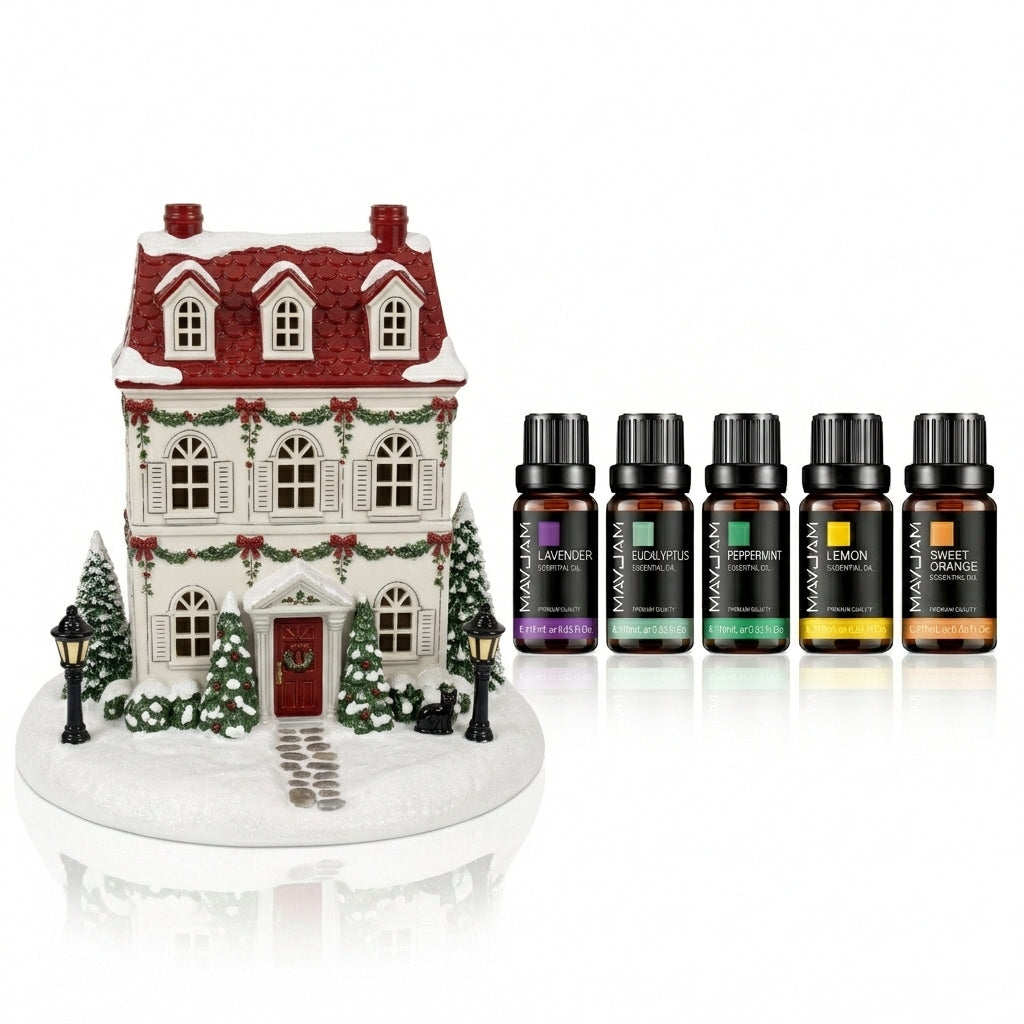 π Christmas House Aroma Diffuser β Gentle Mist & Glowing Windows