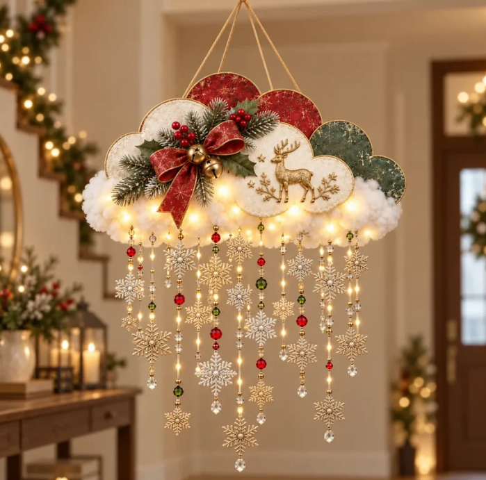 🪽☁️ Angel Christmas Snowfall Cloud Lighted Hanging Decor