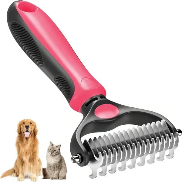 🐾 Painless Pet Grooming Brush – Double-Sided De-Shedding & Detangling Comb
