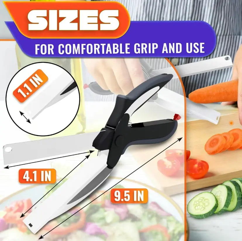 2-in-1 Kitchen Scissors with Cutting Board – Stainless Steel Food Cutter