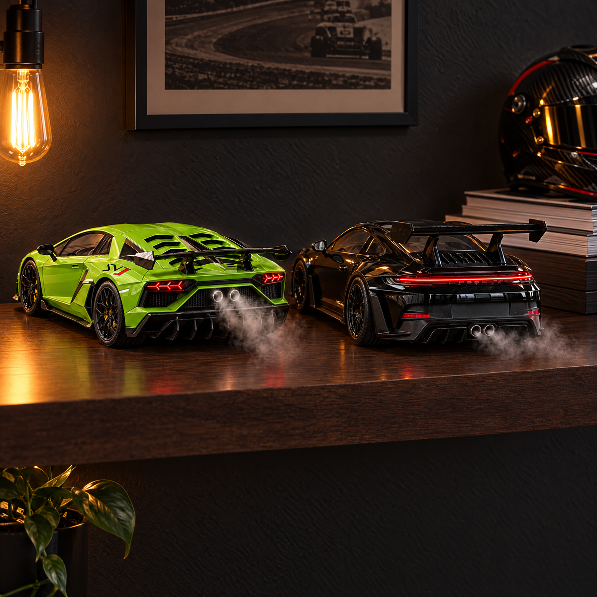 🏎️💨 Track-Inspired Sports Car Display Model – Exhaust Mist Effect Collector Decor!!!