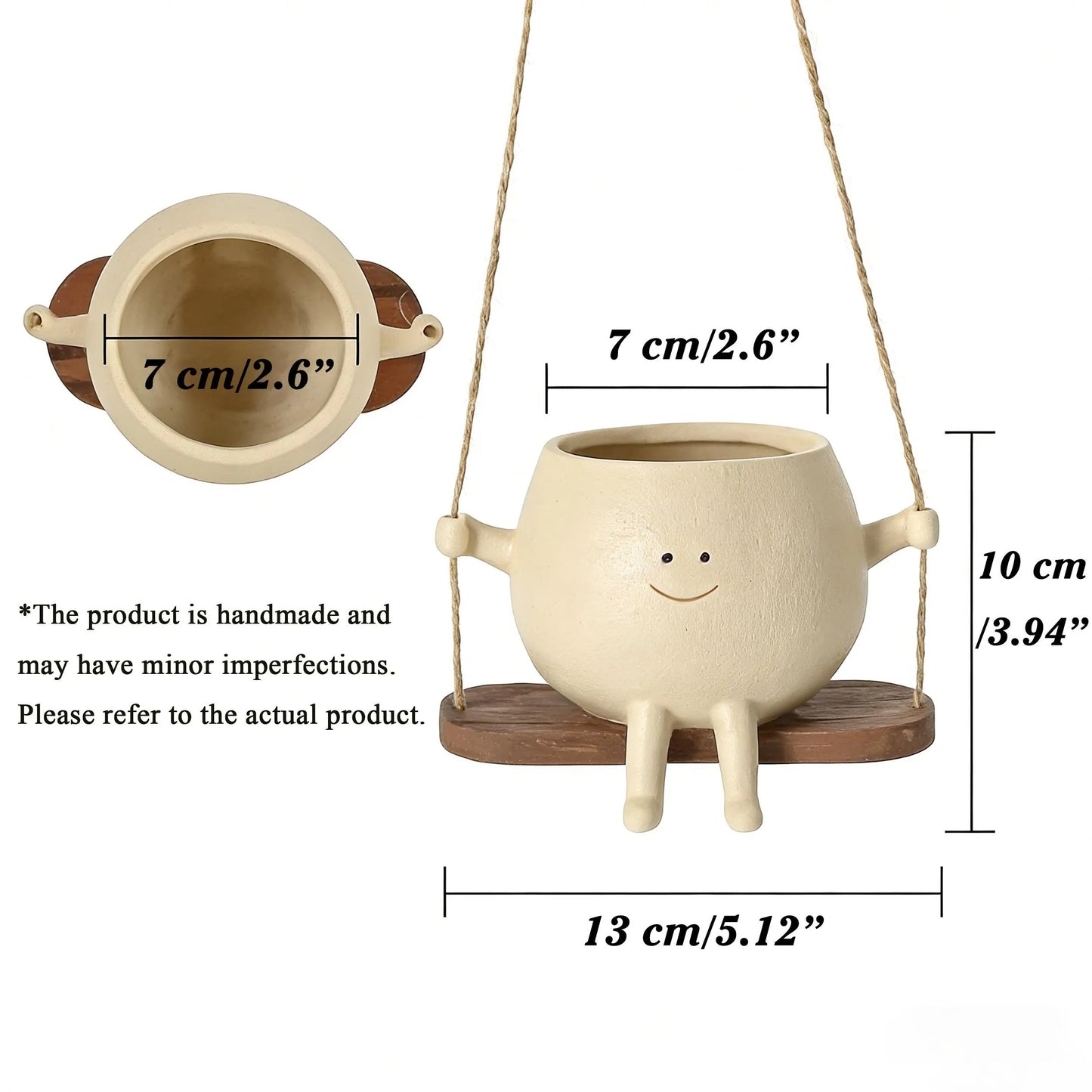 Swinging Face Planter Flower Pot - Resin Head Flower Pot for Indoor/Outdoor Plants