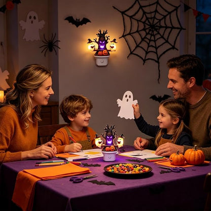 Lighted Spook On Seesaw Halloween Ambient Night Light | Spooky Decor Lamp for Home Party