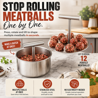 🔥 49% OFF TODAY🍝 Stainless Steel Meatball Press – Perfect Meatballs Every Time