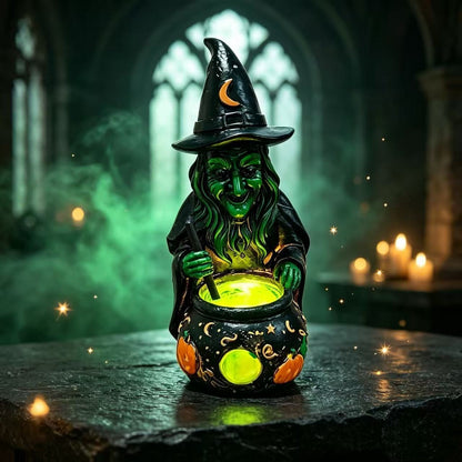 🎃 3D Resin Wicked Witch Cauldron LED Lamp: Spooky Glowing Magic Potion Pot ✨