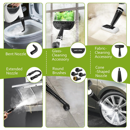 Pressurized Handheld Multi-Surface Natural Steam Cleaner with 12 pcs Accessories
