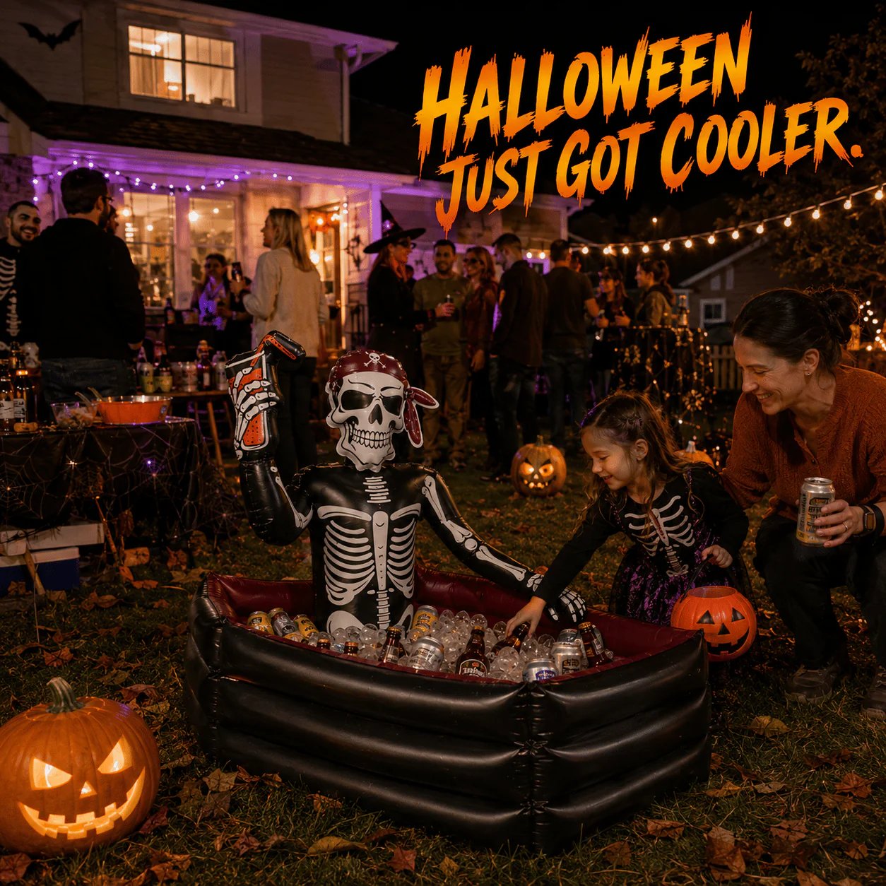 40-Gallon Inflatable Pirate Skeleton Cooler for Halloween