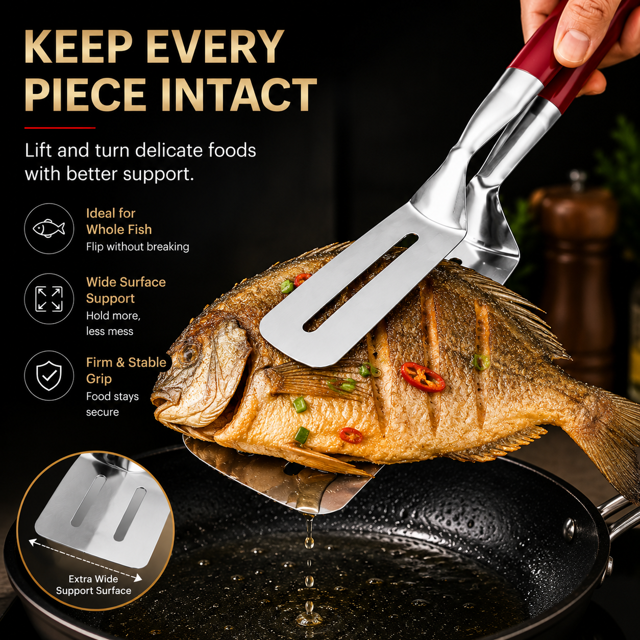 🍳 2-in-1 Stainless Steel Spatula Tongs – Grip, Flip & Serve