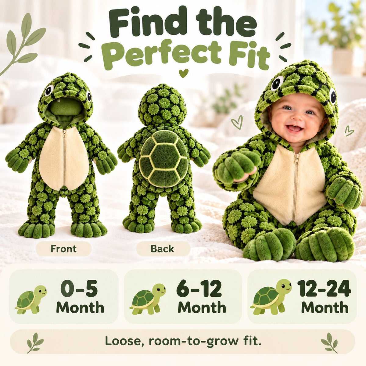 Little Turtle Plush 3D Shell Baby Onesie 🐢