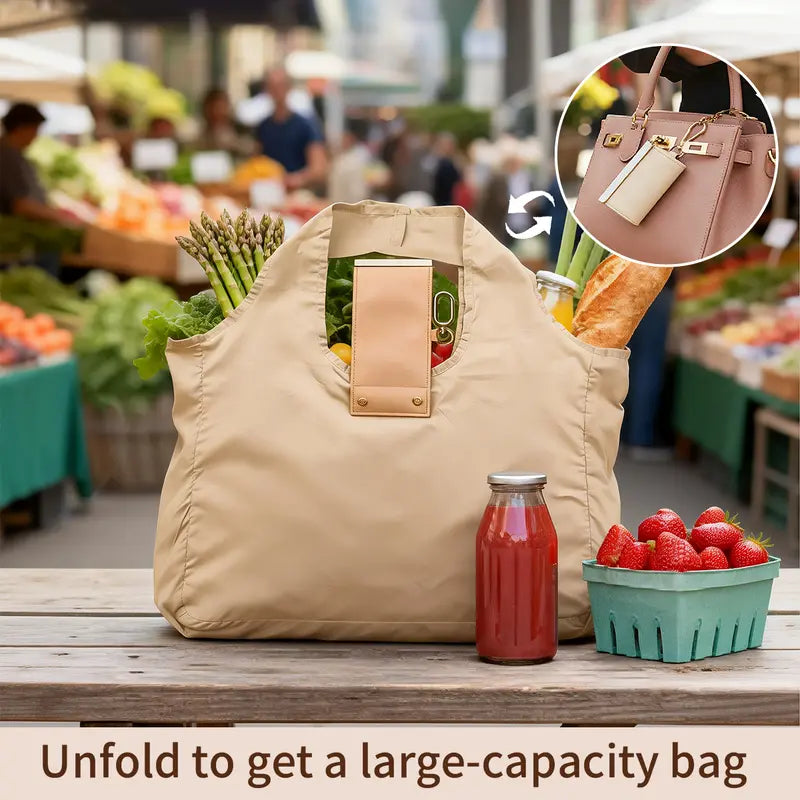 👜 Foldable Keychain Tote Bag ✨ | 🛍️ Portable Reusable Shopping Bag 💕 Compact, Lightweight & Easy to Carry 🔑