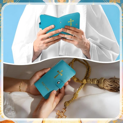 🙏Catholic Faux Leather Holy Card Holder – Pocket Prayer Card Organizer with Snap Closure🎁