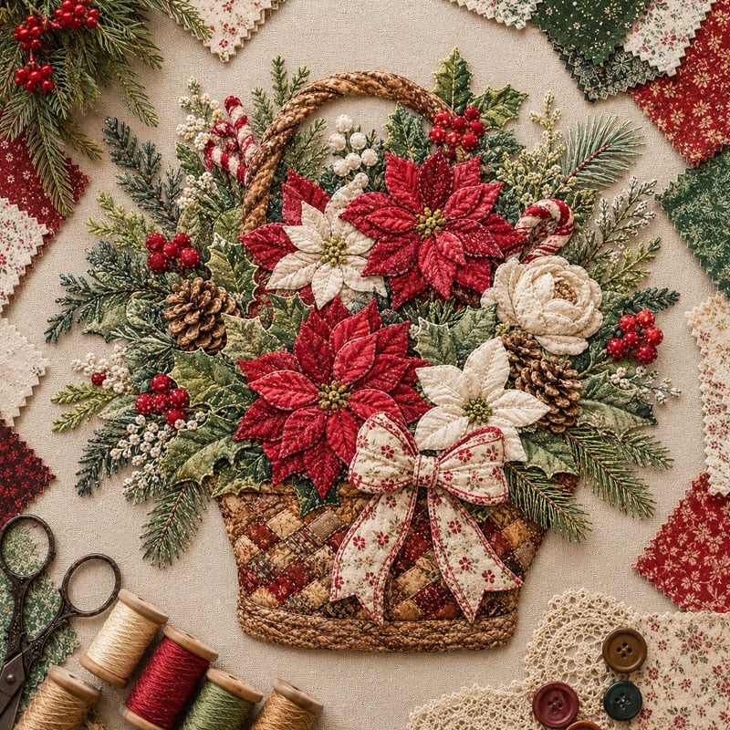 🌸Floral Basket Patchwork DIY Kit | 3D Layered Fabric Flower Art Craft for Home Decor & Gifts