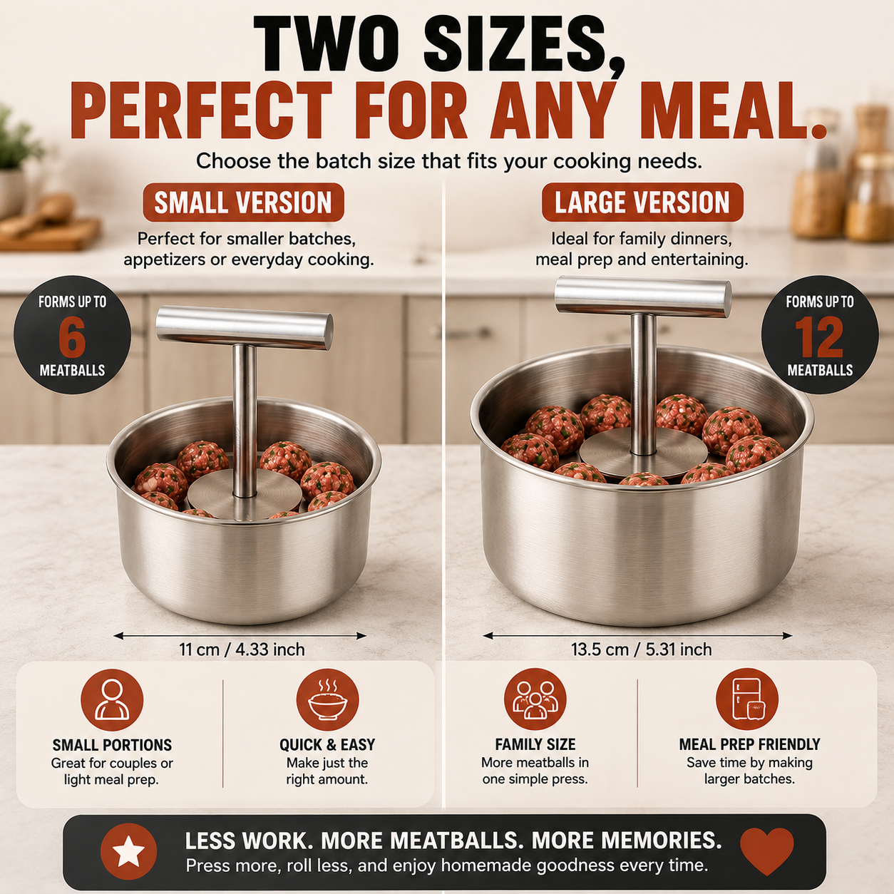 🔥 49% OFF TODAY🍝 Stainless Steel Meatball Press – Perfect Meatballs Every Time