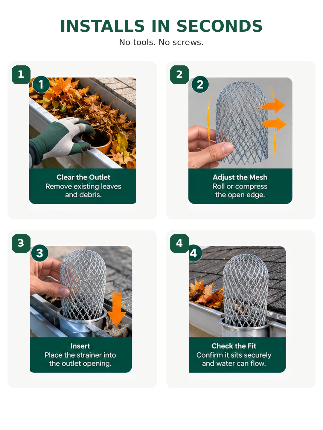 🍂 Expandable Metal Gutter Guard – Flexible Anti-Clog Downspout Leaf & Debris Strainer