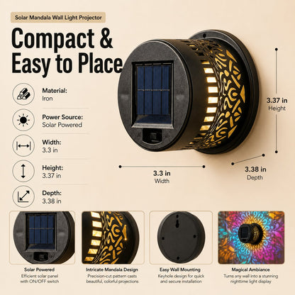 🌙✨ Solar Mandala Wall Light – Outdoor Garden Fence Projector Lamp with Auto ON/OFF Solar Sensor 🔆🏡