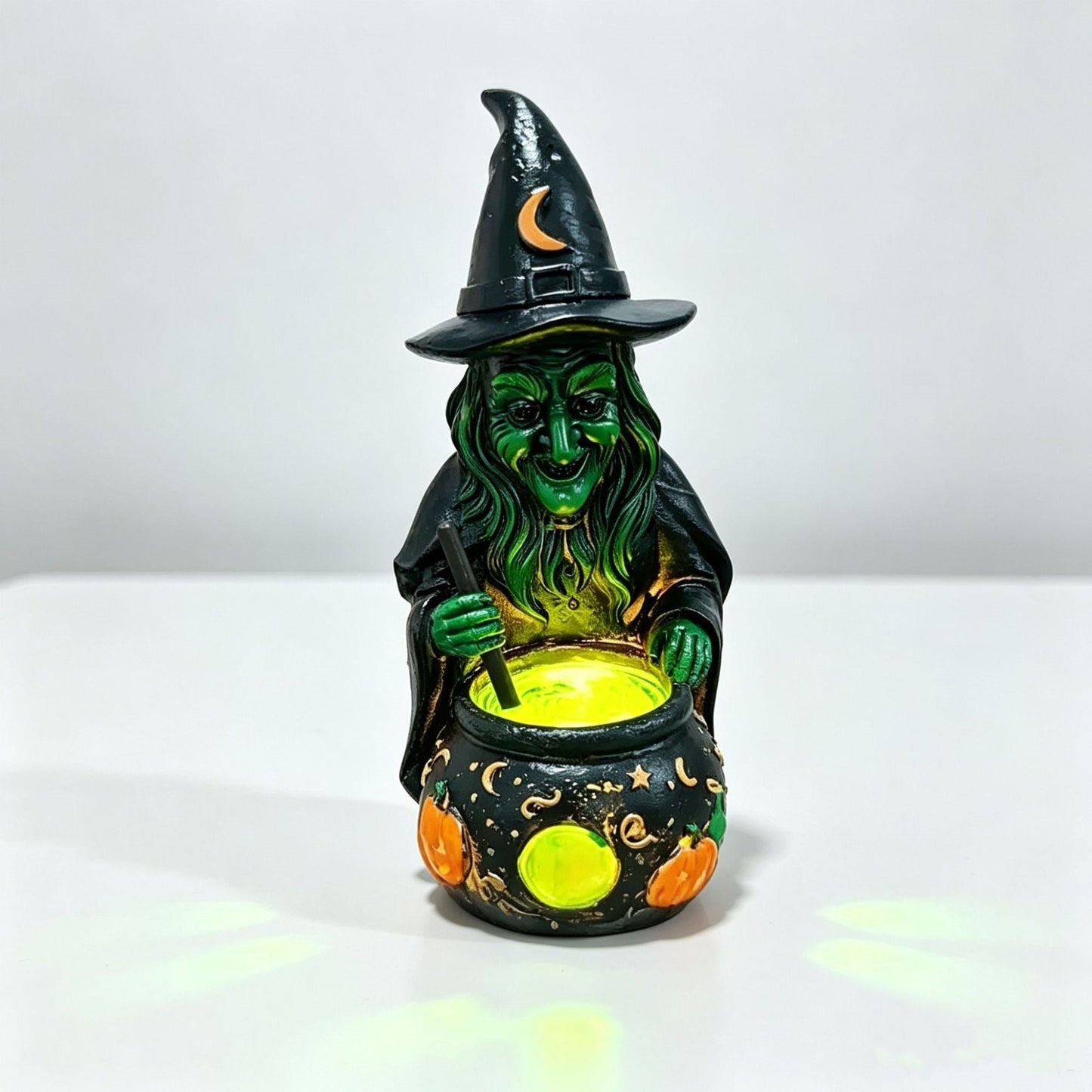 🎃 3D Resin Wicked Witch Cauldron LED Lamp: Spooky Glowing Magic Potion Pot ✨