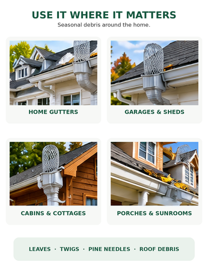 🍂 Expandable Metal Gutter Guard – Flexible Anti-Clog Downspout Leaf & Debris Strainer