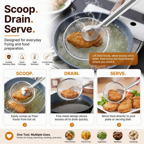 Stainless Steel Oil Strainer For Deep-Frying Food
