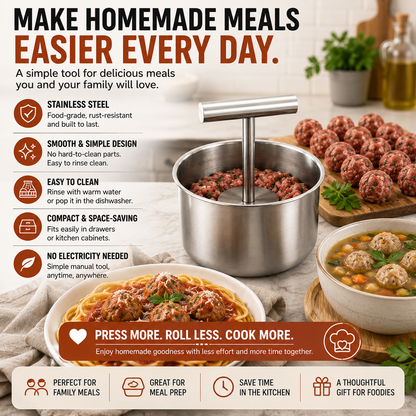 🔥 49% OFF TODAY🍝 Stainless Steel Meatball Press – Perfect Meatballs Every Time