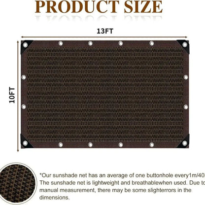 🎖️90% Blackout Cloth (Black) - 10 x 13ft UV-Resistant Shade Net with Reinforced Rivets