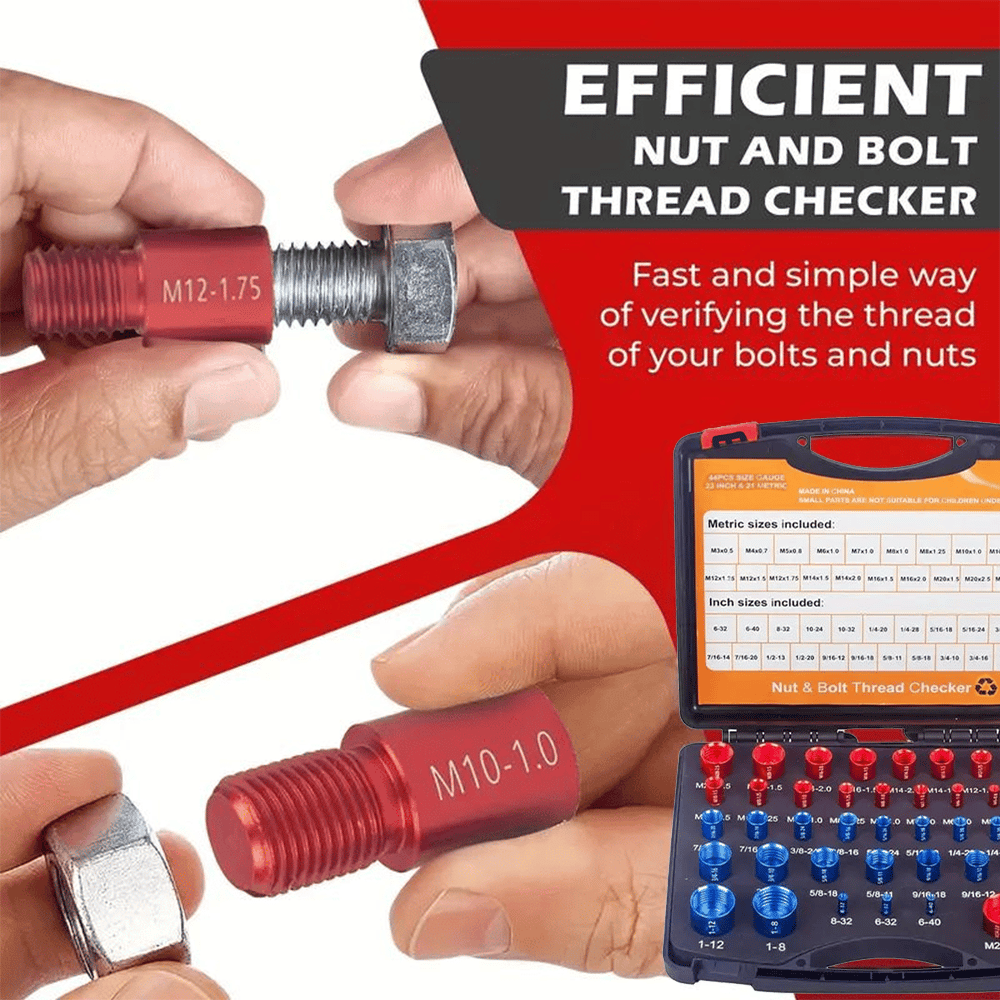 🔥 HOT SALE 🔥🔥44Pcs Alloy Nut and Bolt Thread Inspector Charge🔩