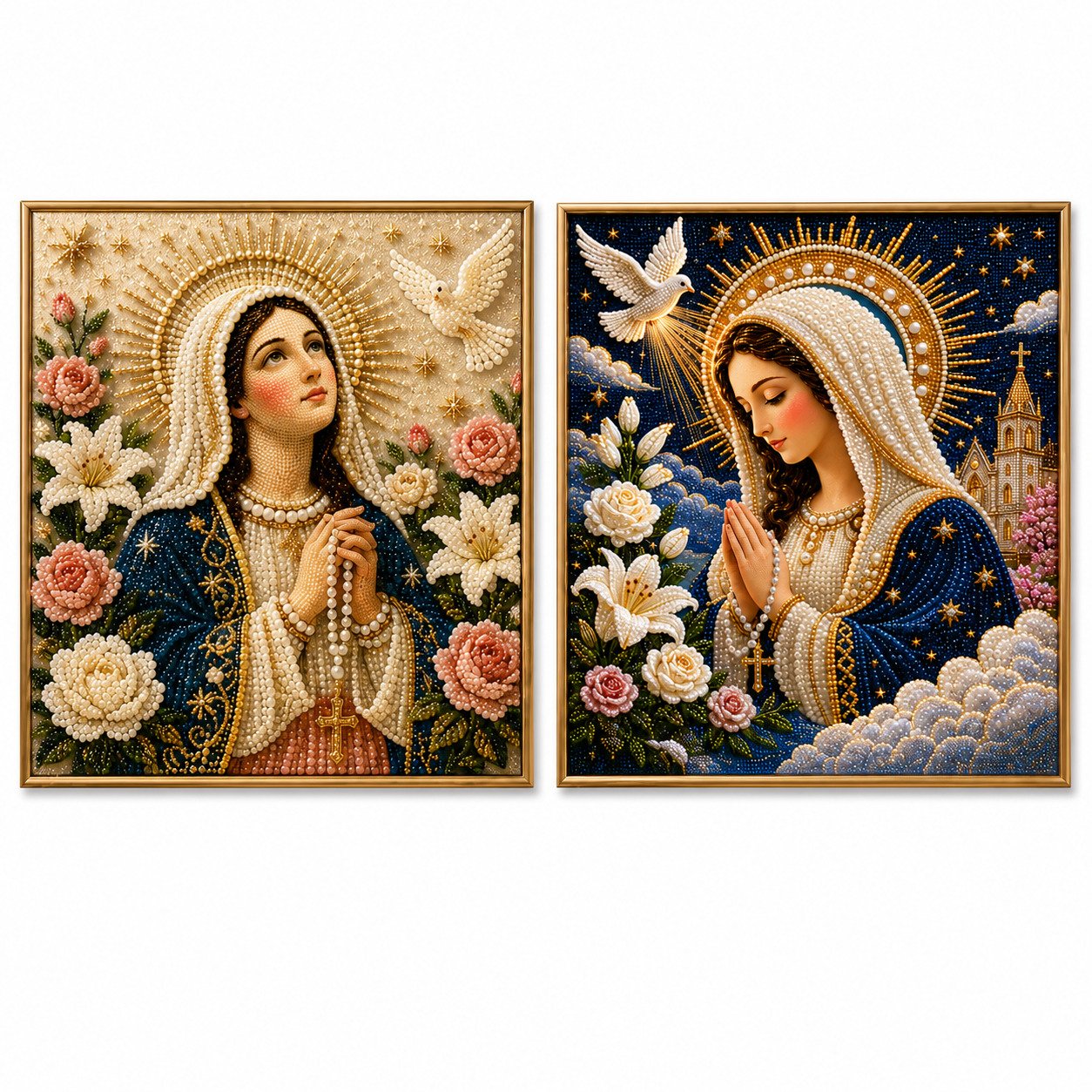 🎉🙏 Divine Pearl Bead Virgin Mary Icon – A Peaceful DIY Faith Art Gift ✨
