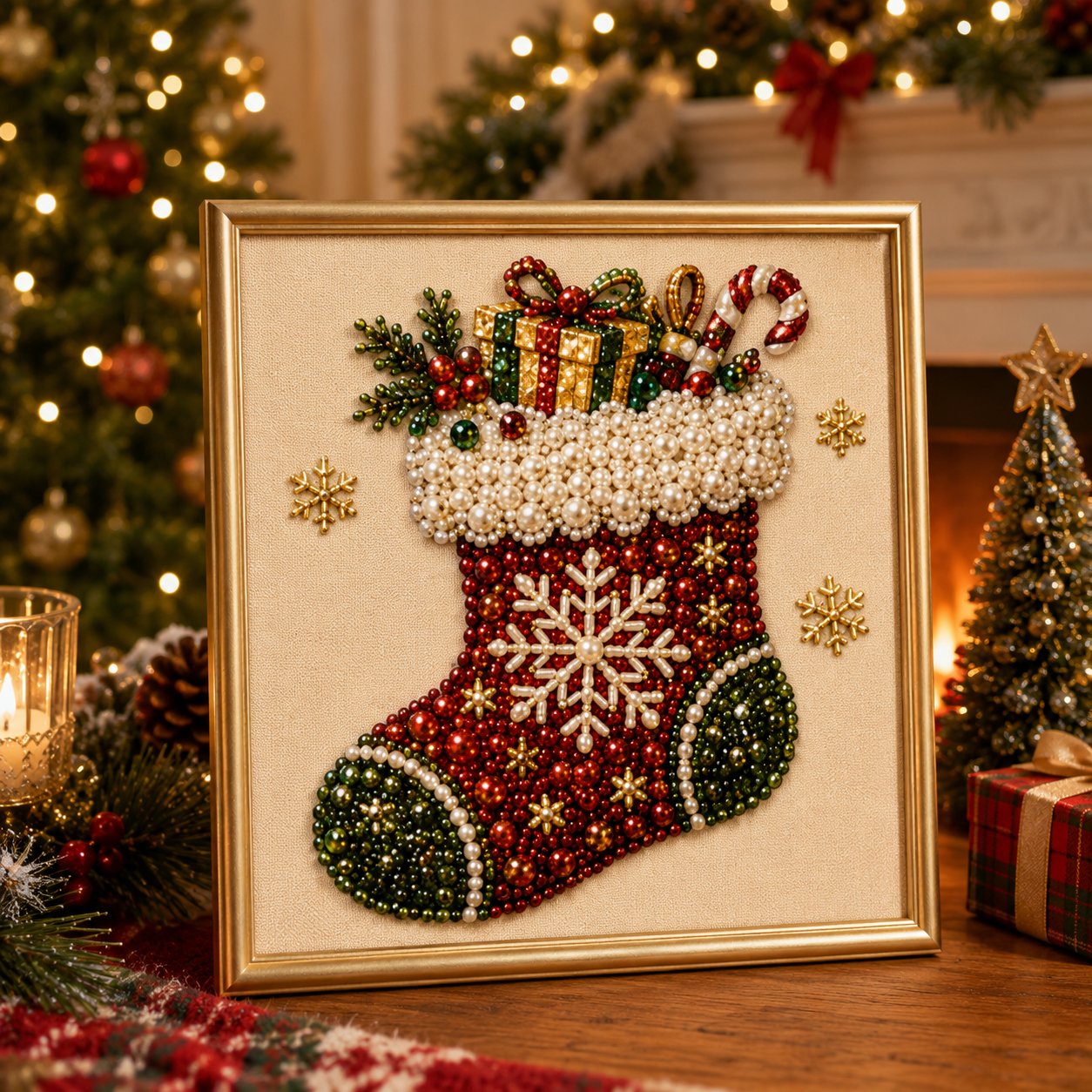 🧘Relaxing & Beginner-Friendly-🎄🎅 Premium 3D Pearl Christmas Wall Art Kit