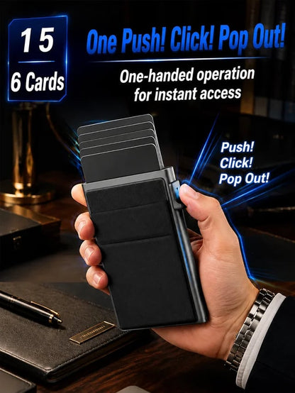 Metal multi-card slot automatic pop-up card holder