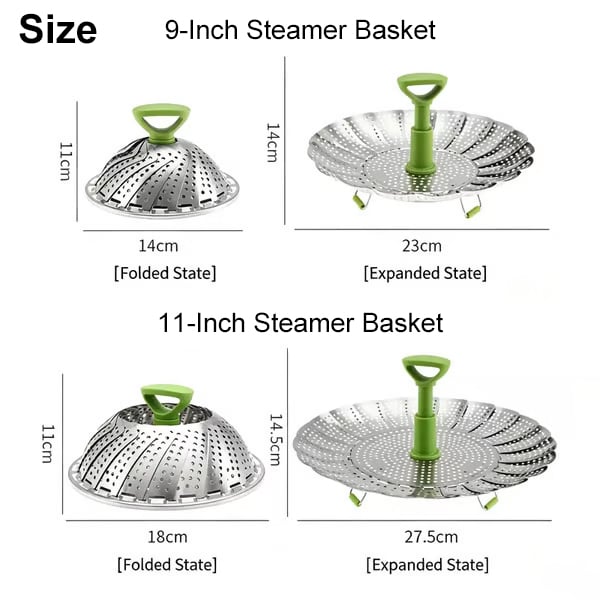 Expandable Stainless Steel Steamer Basket | Foldable Pot Insert