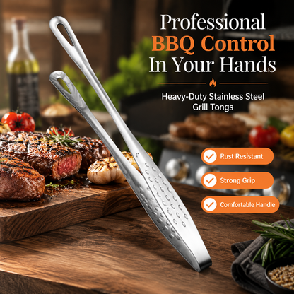 Stainless steel barbecue tongs