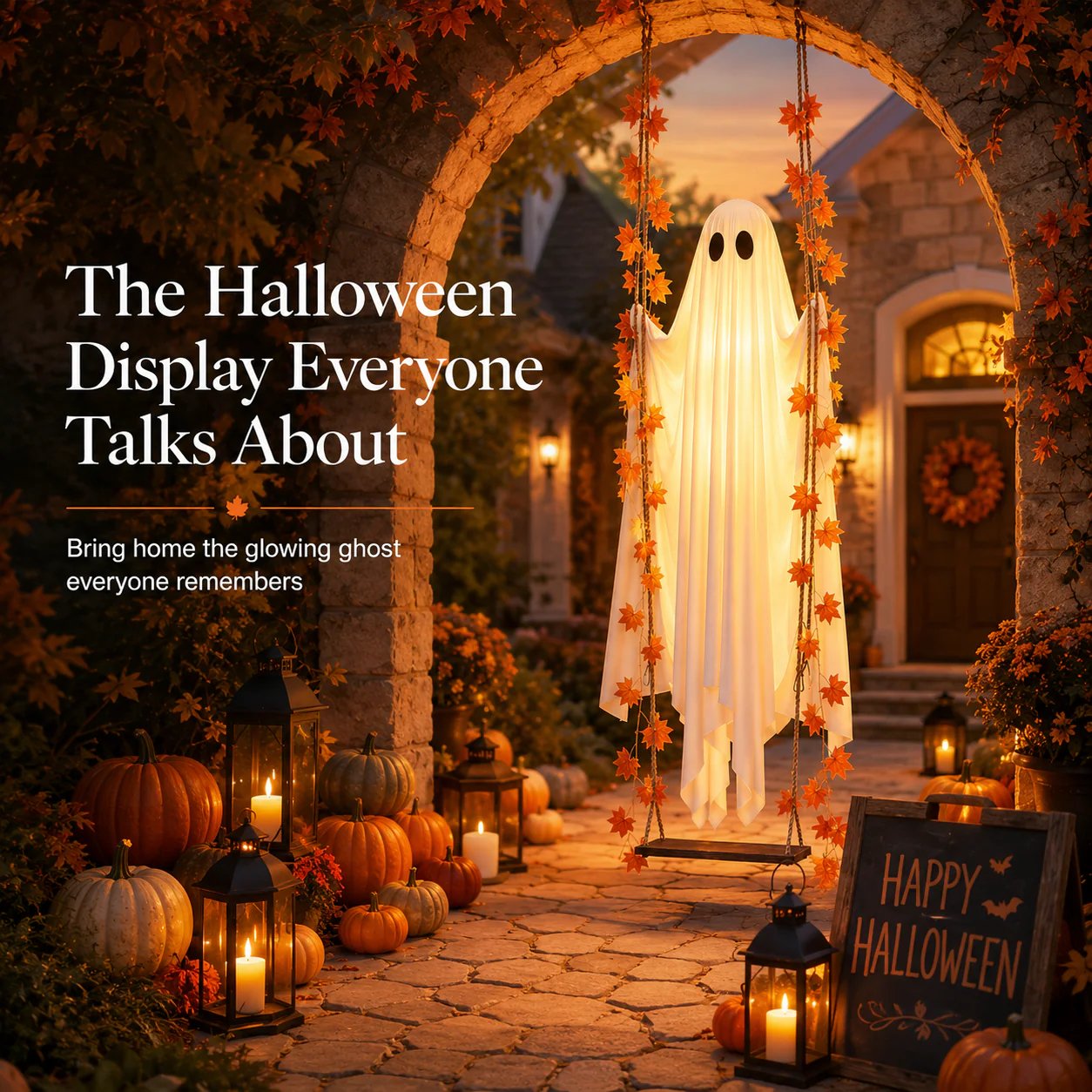 Light-Up Swinging Hanging Ghost Halloween Outdoor Decoration